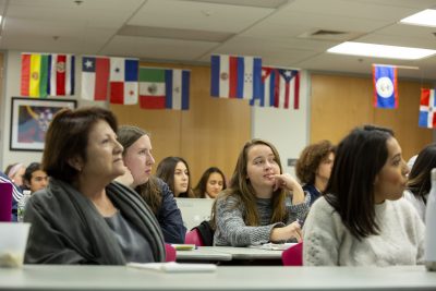 Daisy Reyes, assistant professor of sociology and El Instituto, gives a talk about her new book, 'Learning to be Latino,' at the Puerto Rican/Latin American Cultural Center on October 22, 2018. (Bri Diaz/UConn Photo)