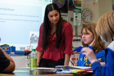 NEAG School of Education student’s at Mansfield Middle School doing their student teaching on April 28, 2023. (Sean Flynn/UConn Photo)