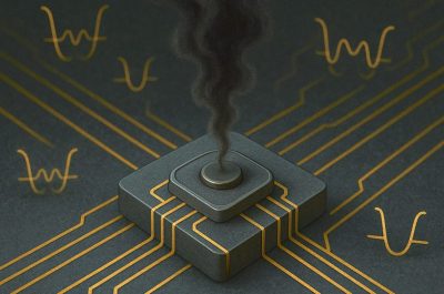 An AI rendering of how tiny defects in chips can disrupt fragile quantum states.