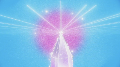 In this still from the documentary "BEAMTIME: Crystal Hitters," an artist depicts a crystal being struck by lasers and diffracting light.